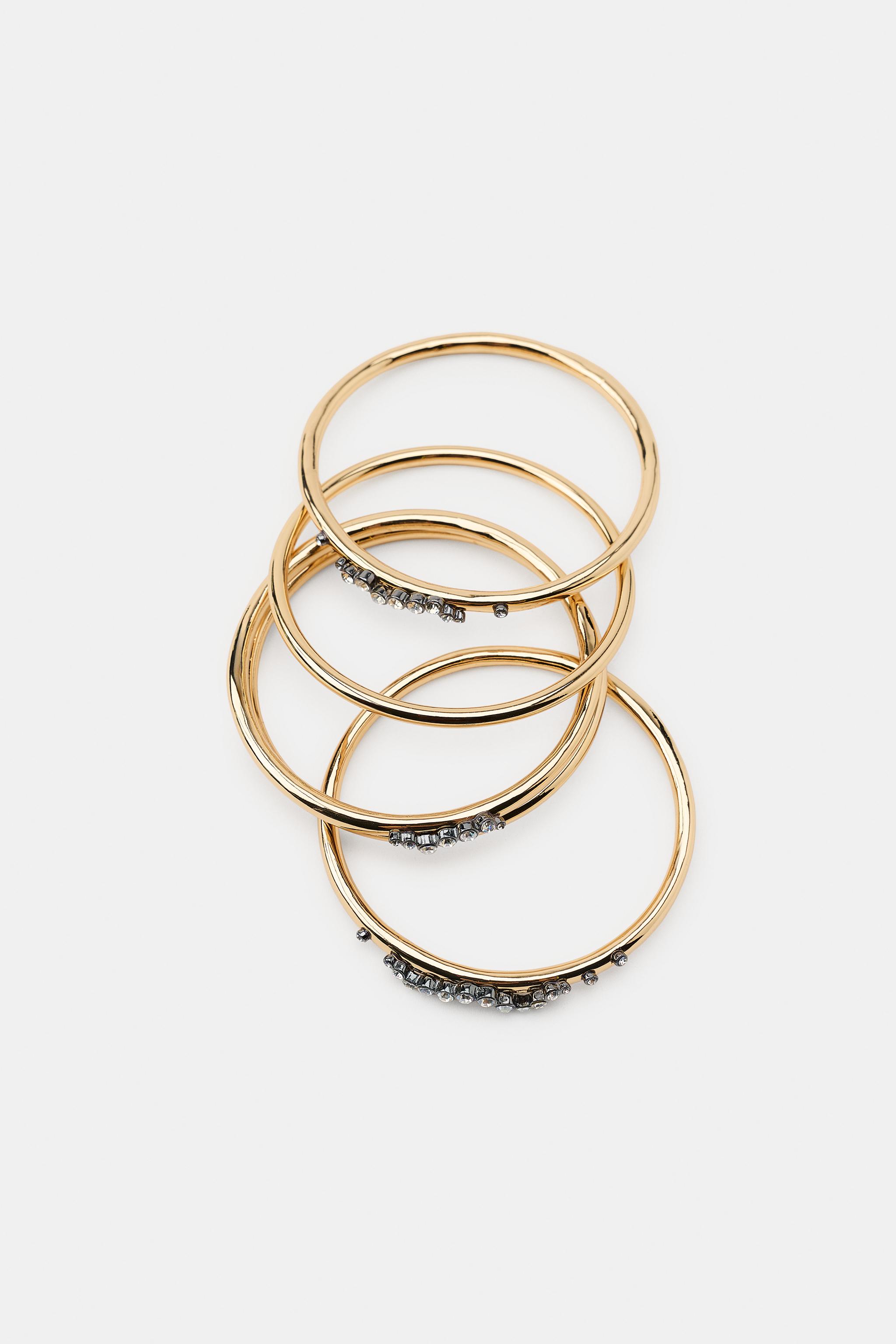 LOT DE 5 BRACELETS MÉTALLIQUES À BRILLANTS